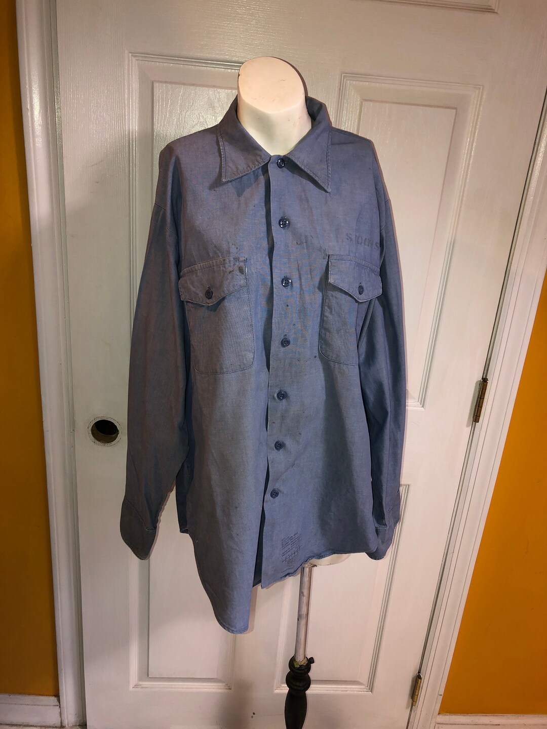 Vintage Naval Mens Chambray Utility Shirt - Etsy
