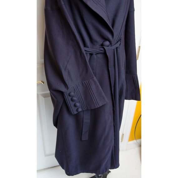 Antique Woman's Dark Navy Blue Cocoon Coat Jacket - image 4