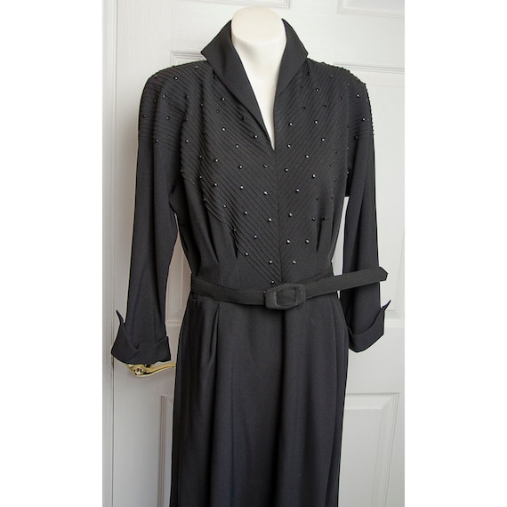 Vintage Early 1940's Movie Star Woman's Black Lon… - image 2