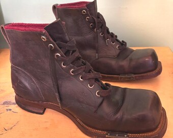 Botas Red Wing auténticas y raras de los años 30 para hombre, con punta cuadrada y vástago de acero.