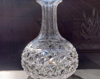 Antique American Brilliant Period Cut Crystal Carafe Decanter no Stopper
