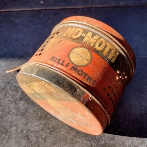 Vintage Perforated Hanging Metal Can No-Moth Reefer Galler Moth Control