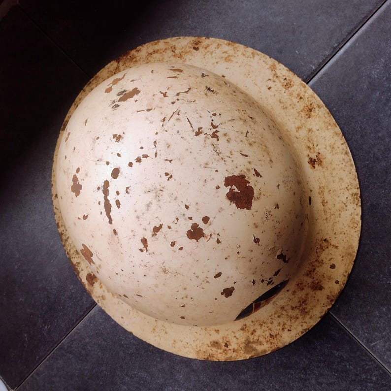 WW2 Era US Civil Defense Steel Helmet with Air Warden Reporting Documents