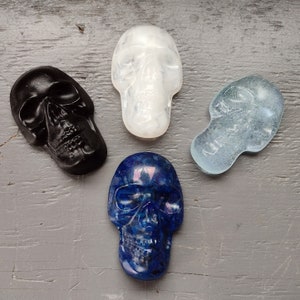 Kiln cast glass human skull accent piece paperweight