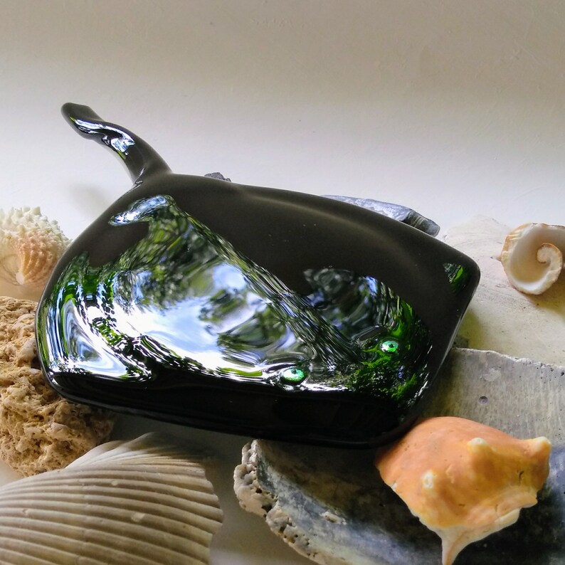 Black Stingray Fused Glass Fish Great Item for an Aquarium image 2