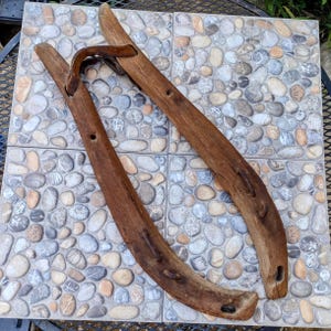 Antique Oak Horse Hames with Hand Wrought Iron Hardware and Leather Collar