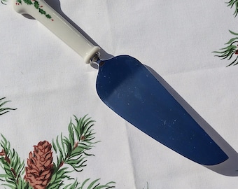 Vintage Lexon Holiday Pie Server: Holly Berry Stainless Steel Spatula