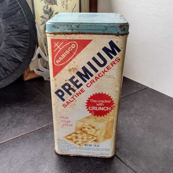 TIN缶　NABISCO　クラッカー　アンティーク　ヴィンテージ Vintage 1969 Nabisco Cracker Tin – Saltine Container - Etsy