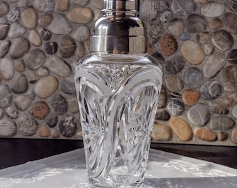 Vintage Cut Crystal Silver Plated Cobbler Cocktail Shaker