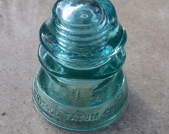 Vintage Whitall Tatum Co No 1 Aqua Blue Glass Insulator Made in USA