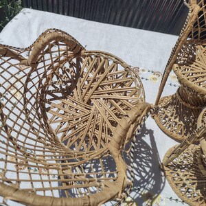 Vintage Wicker Peacock Fan Back Chairs 14 3/4 and 16 1/4 Doll Furniture Plant Stands