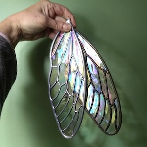 Iridescent Stained Glass Cicada Insect Wing Suncatcher