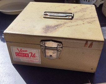 Vintage Versa Check File Metal Storage Box Surface Rust No Key