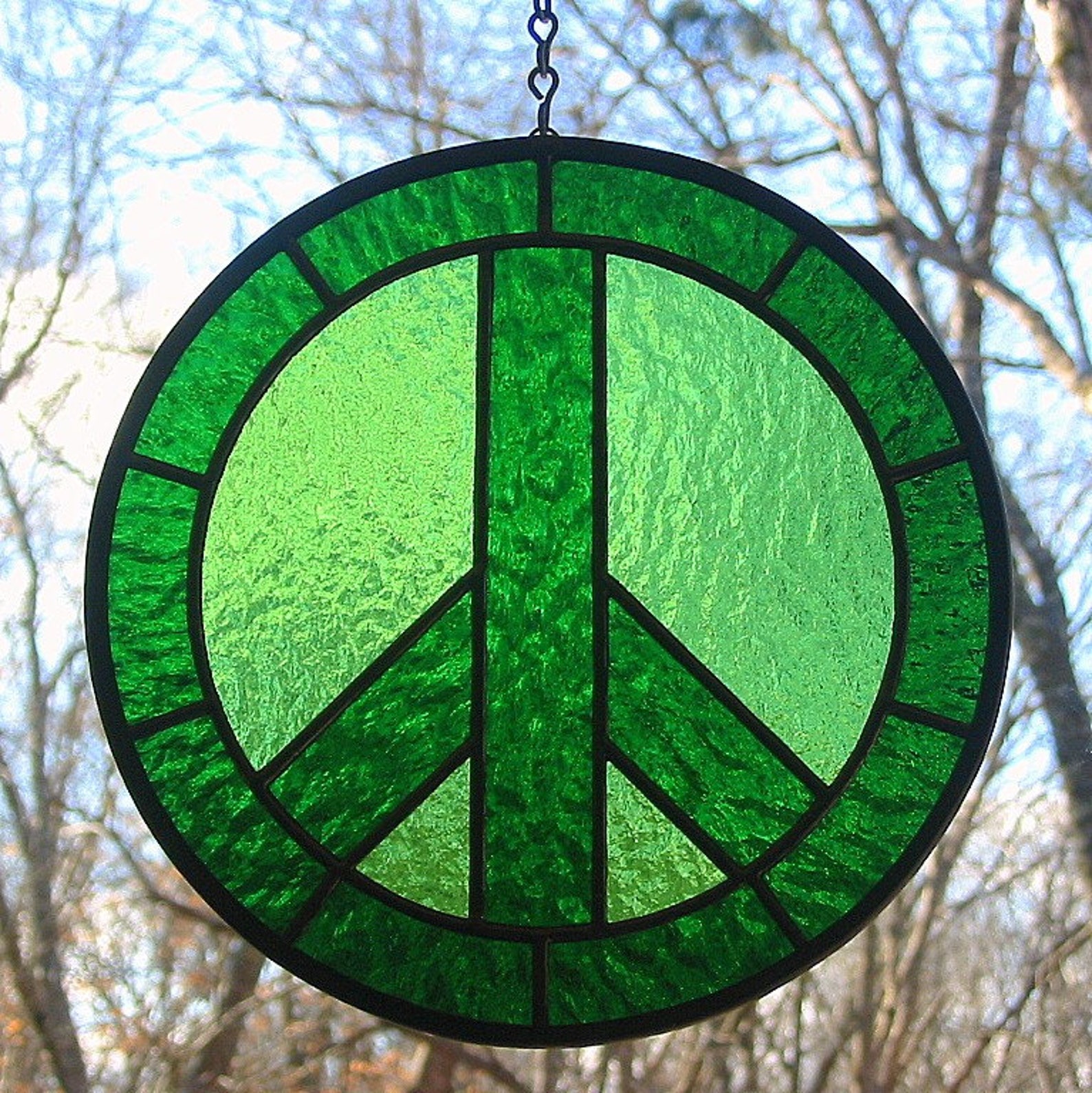 Emerald and Lime Green Stained Glass Peace Sign Suncatcher Etsy