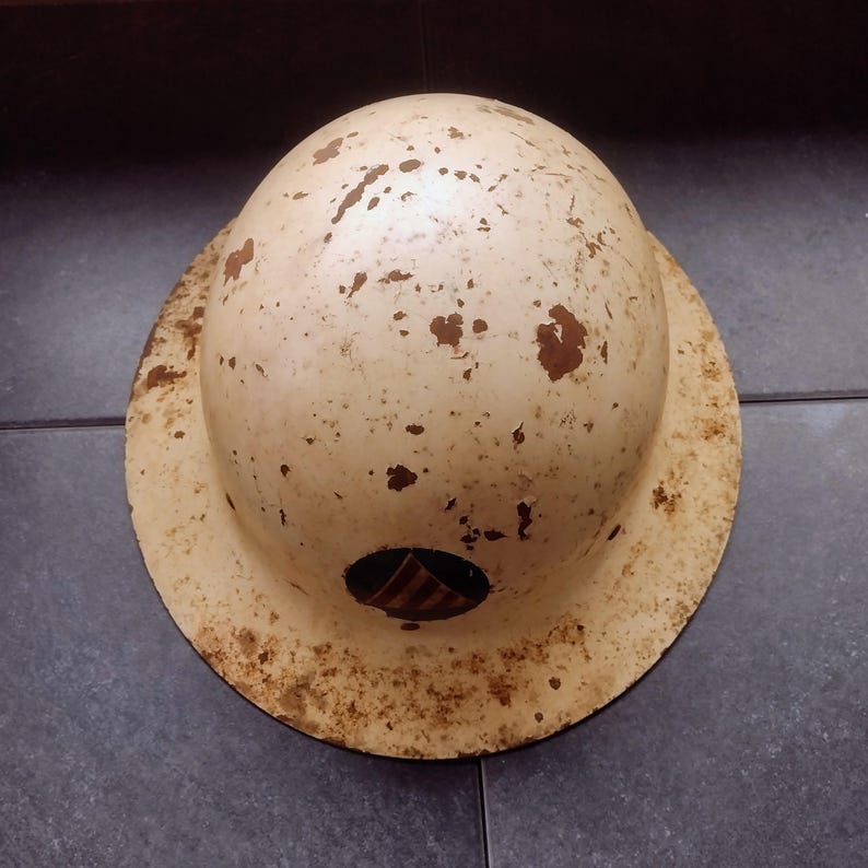 WW2 Era US Civil Defense Steel Helmet with Air Warden Reporting Documents