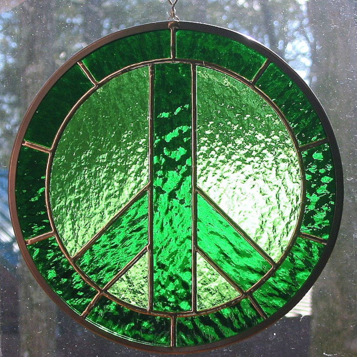 Emerald and Lime Green Stained Glass Peace Sign Suncatcher Etsy