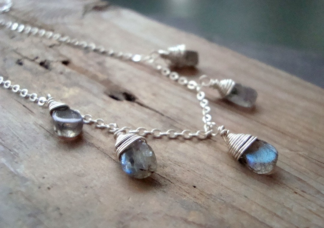 •STRAY• labradorite teardrop + silver necklace (various lengths)
