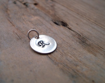 Personalized Initial Charm - Sterling Silver, Add On, Monogram Pendant, Custom Initial Disc, Initial Pendant, Small Letter Disc