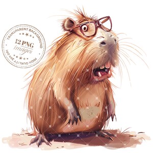 12 grappige schattige capibara-clipart, transparante png-bestanden van hoge kwaliteit, direct downloaden, Paper Crafts, creatieve projecten
