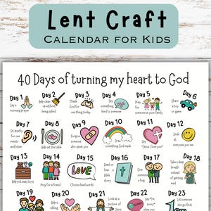 Calendario de Cuaresma para niños, manualidad cristiana de Cuaresma, manualidad del Miércoles de Ceniza, recursos para la escuela dominical de Cuaresma, calendario de Cuaresma de 40 días