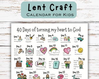 Lent calendar for Kids, Christian Lent Craft, Ash Wednesday craft, lent Sunday school resources, 40 Day Lent Calendar