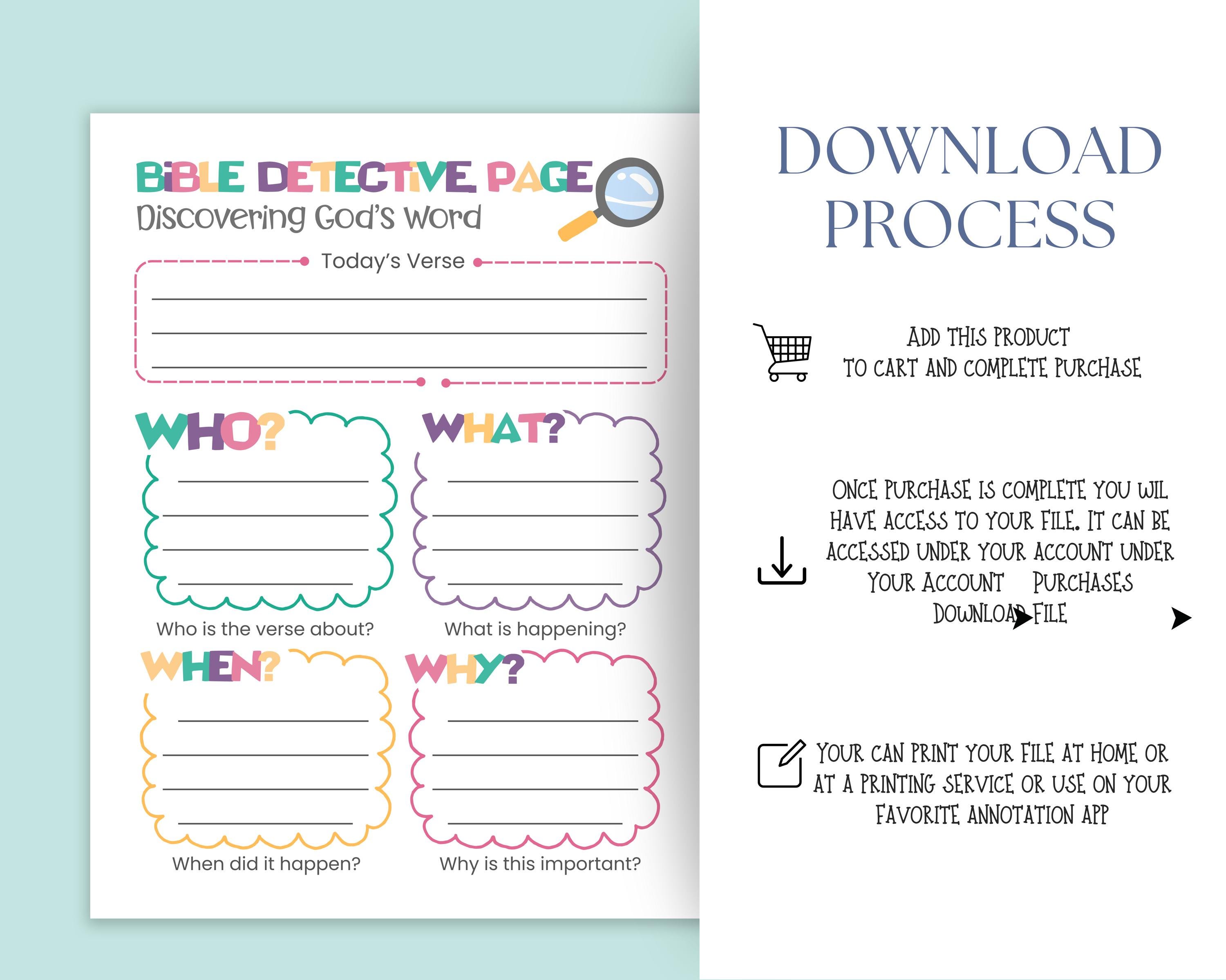 Kids Bible Study Detective Page Printable – Daily Bible Study Journal