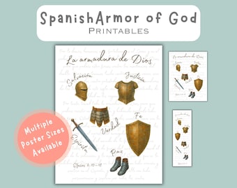 Arte mural imprimible de la Armadura de Dios, versículo bíblico imprimible, decoración con versículo bíblico de Efesios 6, versículo completo de la Armadura de Dios, página para colorear de la Biblia