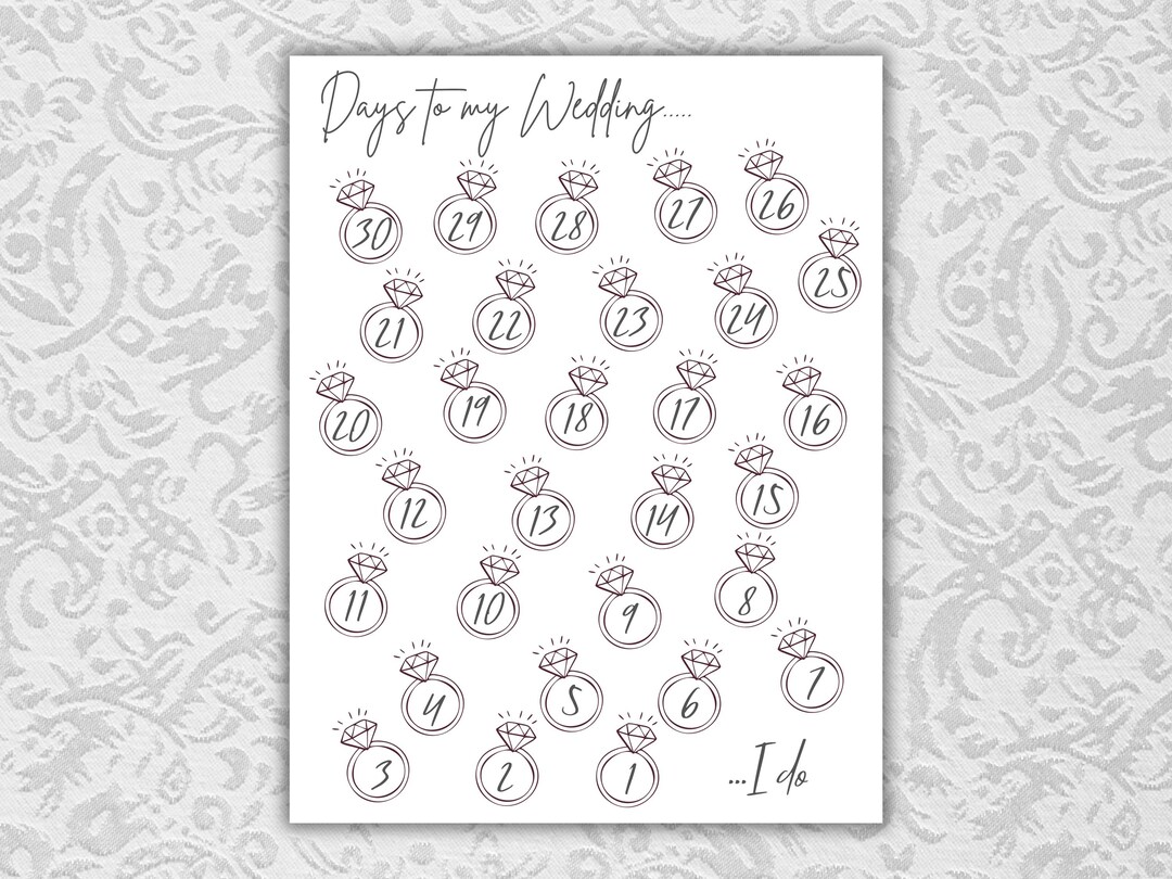 Wedding Countdown Calendar | Bride to Be Countdown | Bridal Shower Gift ...