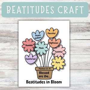 Beatitudes Craft Printable for Kids, Sermon on the Mount Kids Bible Study Activity, Sunday school craft