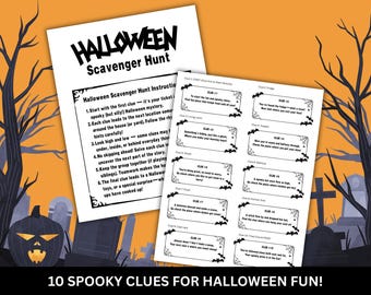 Halloween Scavenger Hunt Printable - Indoor Halloween Schnitzeljagd- Einfacher Ausdruck zu Hause- DIY Halloween Schnitzeljagd Spiel Kit