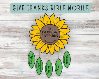 Bible Fall Crafts for Kids, Bible Gratitude Mobile Printable, Christian Kids Craft, Sunday School Activity, Thankful Mobile PDF,