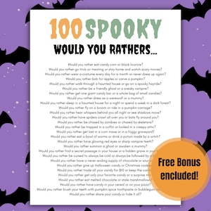 Juego imprimible &quot;¿Qué prefieres?&quot; de Halloween: actividad de Halloween para niños en el aula: divertido juego de fiesta de otoño: tema de conversación fácil y sin preparación