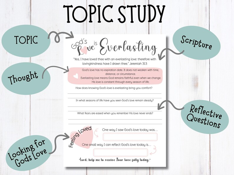 Love of God Bible Study Guide Printable; Christian Devotional Worksheet ...