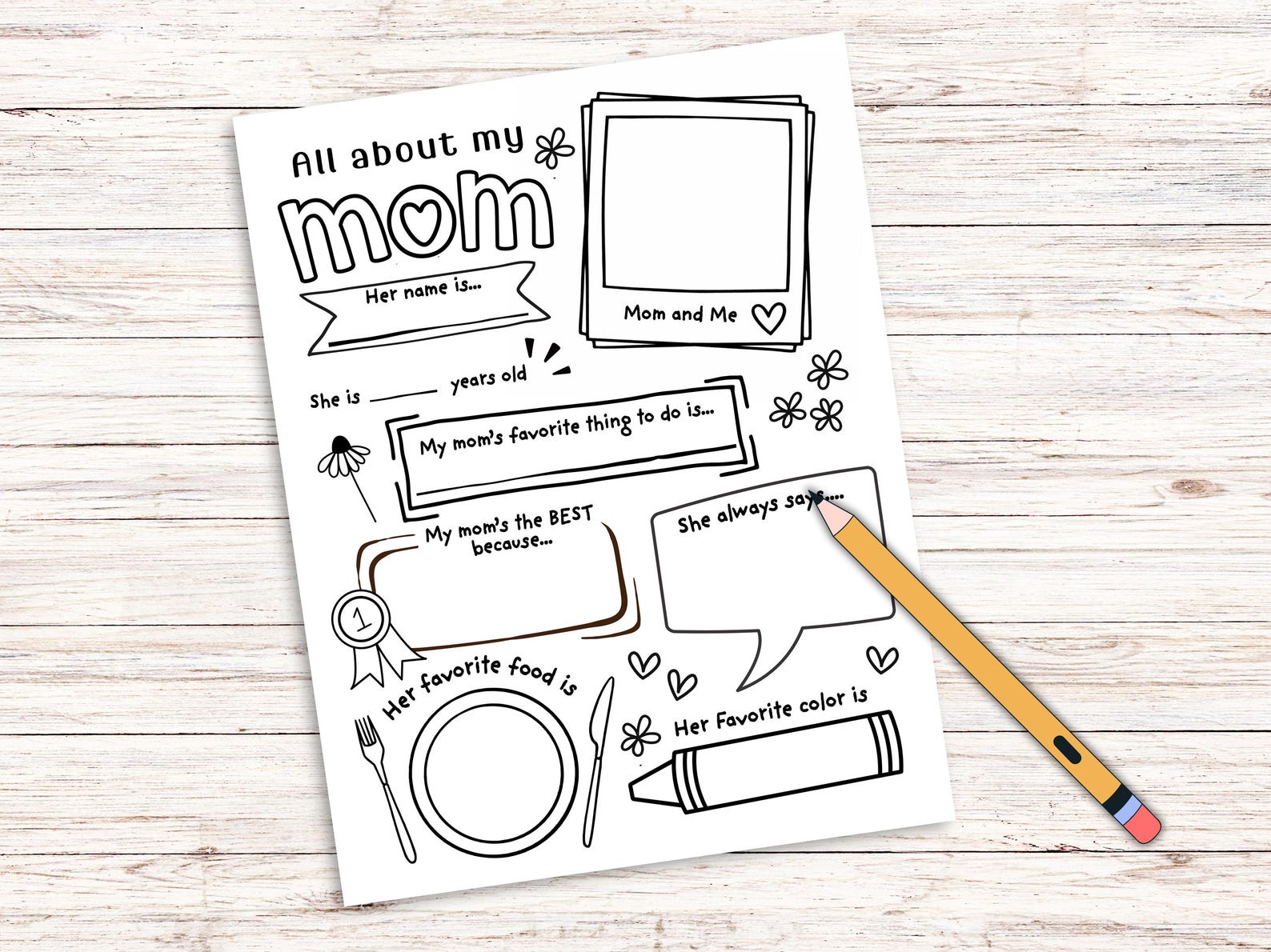 All About My Mom Printable Mothers Day Questionnaire Gift, DIY Mothers ...