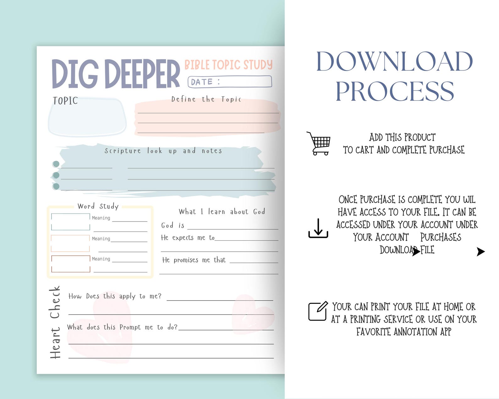 Bible Study Printable – Bible Study Guide & Template for Daily Study ...