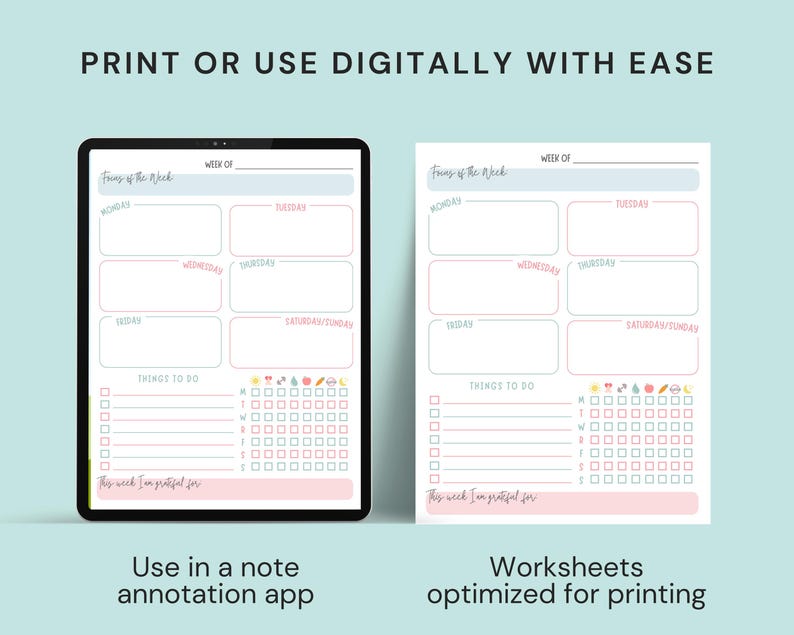 Printable Weekly Planner With Habit Tracker & Gratitude Section ...