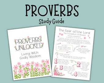 Spreuken bijbelstudie, afdrukbare bijbelstudiegids, sjabloon vrouwenwerk devotional, pdf-werkboek pagina voor dagboeken