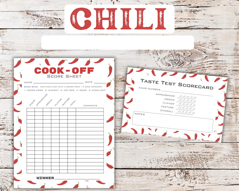 Chili Cook off Kit Printable, Chili Cook off Ballot, Sign up Sheet ...