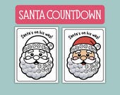 Cotton ball Christmas countdown calendar, Santa Beard Countdown Printable, Kids Advent Calendar, Days Until Christmas Kids Activity