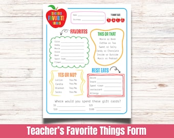 Lista de cosas favoritas de los maestros, Mis cosas favoritas para los maestros, Lista de deseos para el regreso a clases y la semana de agradecimiento a los maestros