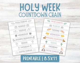 Conto alla rovescia per la Settimana Santa stampabile, Calendario della Settimana Santa per bambini, Lavoretto pasquale cristiano stampabile, Attività per la scuola domenicale, Studio della Bibbia in PDF