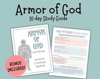Armor of God Bible Study Guide Printable; Christian Devotional Worksheet; Bible coloring pages; Bible Study Template, Sword of the Spirit