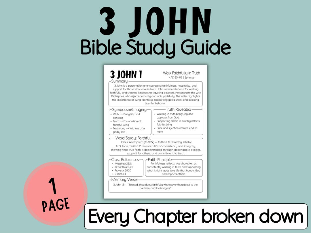 3 John Bible Study Guide, Printable Bible Study Template, Bible Study ...