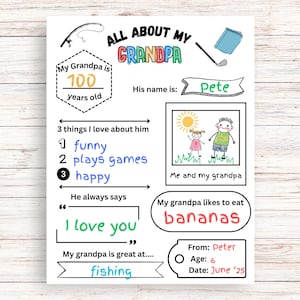 All About grandpa Printable Fathers Day Questionnaire Gift, DIY Fathers Day Coloring Card Activity, grandpa printable gift from kids