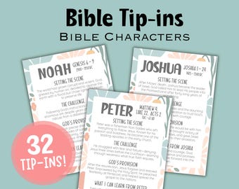 Bible Tip ins, Bible Characters tip ins, Bible Study Guide, Bible Study Resource, Bible Inserts, Verse Mapping Template, Bible made easy