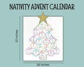 Nativity Advent Calendar Printable, Christian advent calendar, Christmas Countdown for Kids, Nativity Coloring Craft, Bible Story Activity