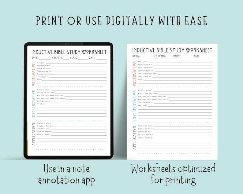 Inductive Bible Study Sheet, Printable Scripture Guide , Verse Mapping ...