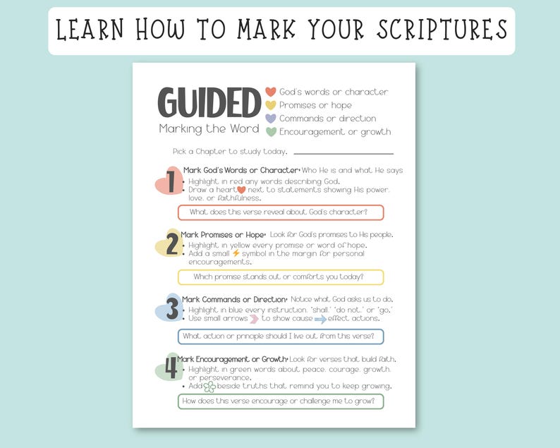Guided Bible Study Guide Printable | Verse Mapping Template | Daily ...