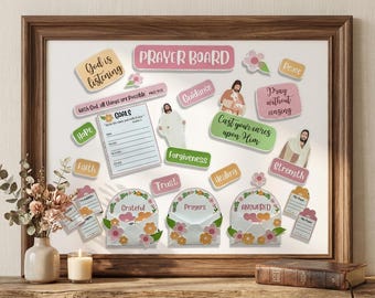 Prayer Board Kit, Faith Vision Board set, Printable Christian Planner Template, Spiritual Goals Worksheet