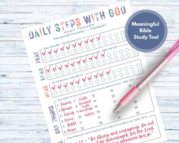 Christian Habit Tracker, Bible Study Journal, Daily Faith Planner Printable, Scripture Reflection PDF